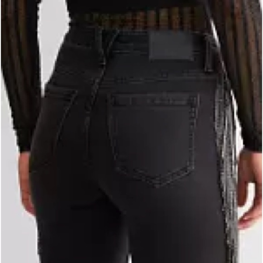 Sterling and stitch Black Flared Pants with bling fringe Long!!! 34in! - Picture 5 of 10